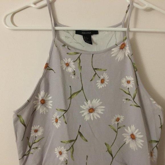Pretty Grey Daisy Floral Halter Style Summer Dress - Picture 3 of 7